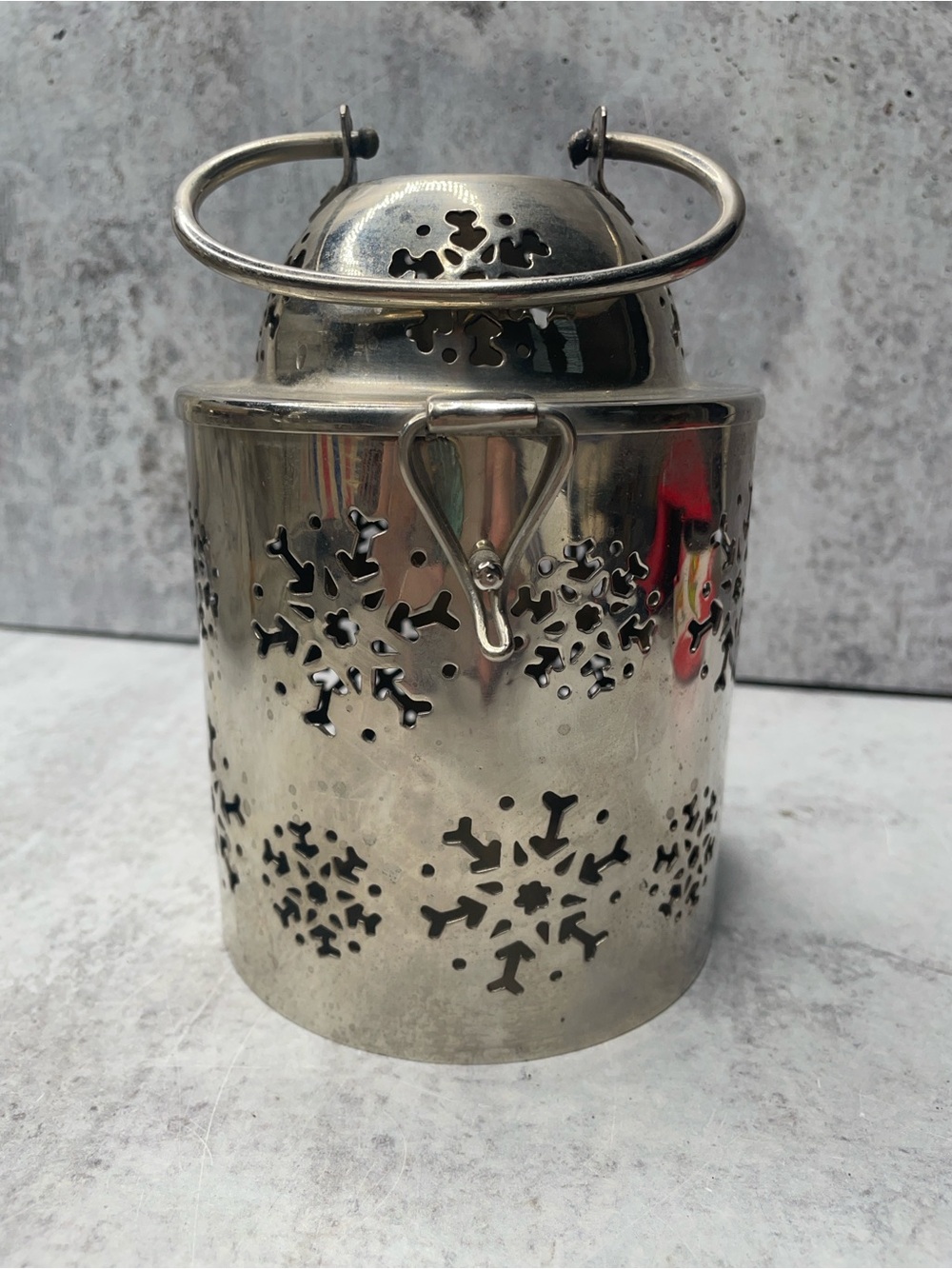 Illuminations Silver Snowflake Small Lantern 6” Candle Tea lights Decor